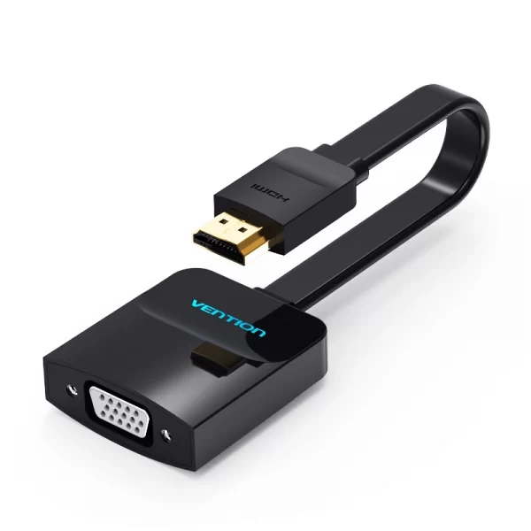 VENTION FLAT HDMI TO VGA CONVERTER WITH FEMALE MICRO USB AND AUDIO PORT 0.15M BLACK
