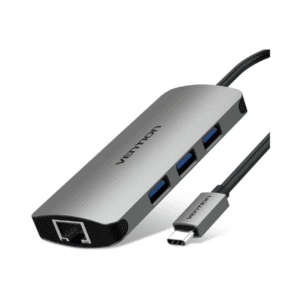 VENTION TYPE C TO MULTI-FUNCTION 8 IN 1 DOCKING STATION TYPE C TO USB 3.0 (3 PORTS) + GIGABIT EITHERNET + HDMI + SD & TF CARD READER + TYPE C PD
