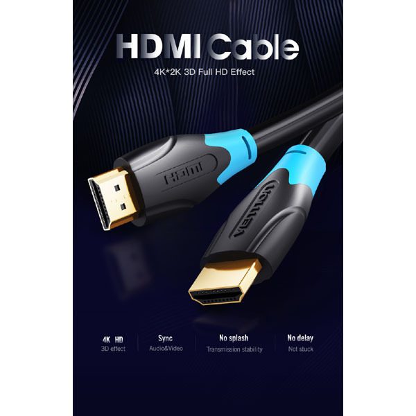 VENTION FLAT HDMI CABLE 2M BLACK