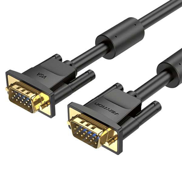 VENTION VGA(3+6) MALE TO MALE CABLE WITH FERRITE CORES 1.5METER BLACK